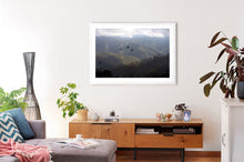 Load image into Gallery viewer, Fine art photograph of Mount Buller, looking towards The Bluff, with an Australian made white frame. Choose an option to suit your living space.