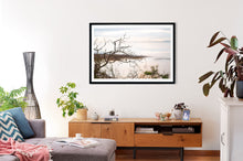 Load image into Gallery viewer, Photographic wall art, clifftop in San Remo, near Phillip Island Victoria, with a black frame. Browse to find a frame and photo combination that suits your decor.