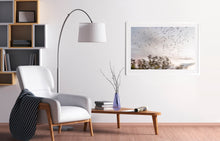 Load image into Gallery viewer, Fine art print, shot in the Murray River Region with camera movement - a metaphor for these white cockatoos' "songs”. White frame.