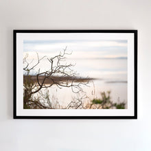 Load image into Gallery viewer, Photographic wall art, clifftop in San Remo, near Phillip Island Victoria, with a black frame. Browse to find a frame and photo combination that suits your decor.