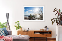 Load image into Gallery viewer, Impressionist style photographic print. Framed in white Australian timber, shown in loungeroom.
