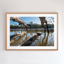 Load image into Gallery viewer, Kergunyah - silent place. Shown here in Australian oak frame, this fine art print has a quiet, yet dramatic feel.
