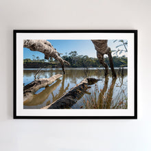 Load image into Gallery viewer, Kergunyah - silent place. Shown here in black frame, this fine art print has a peaceful, yet dramatic feel.
