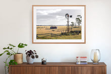 Load image into Gallery viewer, Fine art photograph or windmill and farmland. Fine art prints come with several frames options: oak, white and black. Or choose the “unframed” option to mount in your own frame.
