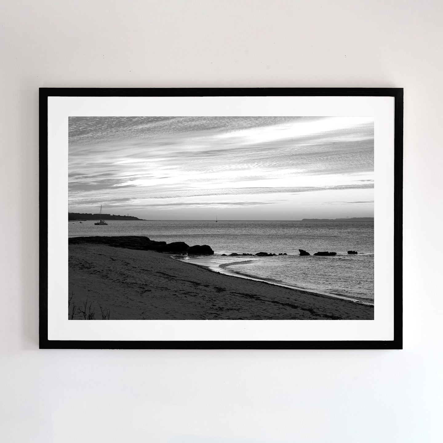This fine art photograph was taken in Cowes, looking towards Western Port Bay heads. It comes with three frames options: Oak, white or black. Or choose the “unframed” option to mount in your own frame.