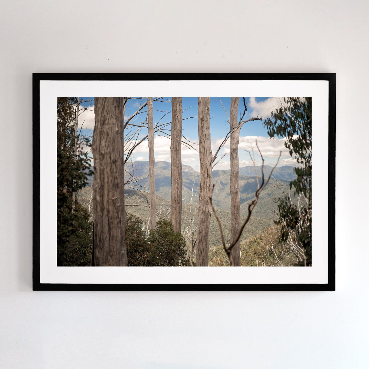 Fine art photograph of Mount Buller view. Mounted in black frame. Free delivery.