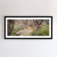 Load image into Gallery viewer, Panoramic wall art, Mount Buller, Victoria,  depicting Autumn hues, with a black frame. Browse to find a frame and photo combination that suits your decor.
