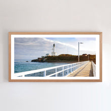 Load image into Gallery viewer, Australian Oak frame. Point Lonsdale fine art photograph. Framed panorama print with a peaceful emptiness.
